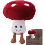 Coussin dos peluche forme champignon rouge, d�coratif et fonctionnel, cadeau enfants