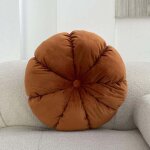 Coussin rond en velours, coussin rond uni, coussin pliss� citrouille, coussin d�coratif, coussin pour ...