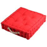 Coussin de sol duo rouge / lin 45x45x10 cm