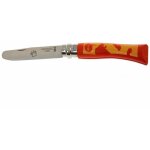 Couteau opinel n � 07, poign�e charme orange lion animopinel, syst�me de blocage pointe arrondie, lame ...