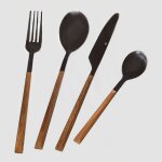Couverts effet bois 16 pices priya sklum noir