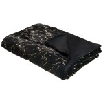 Couverture couvre - lit polyester dor� motif marbre 150x200 cm noir godavari