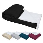 Couverture, plaid polaire 150 x 200 cm en flanelle et sherpa ultra doux - noir - vivezen