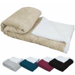 Vivezen - couverture, plaid polaire 220 x 240 cm en flanelle et sherpa ultra doux - beige