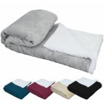 Vivezen - couverture, plaid polaire 220 x 240 cm en flanelle et sherpa ultra doux - gris