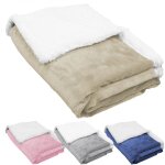 Couverture, plaid polaire pour enfant 75 x 100 cm en flanelle et sherpa ultra doux - beige - monsieur ...