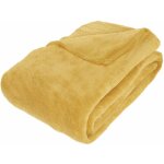 Couverture / plaid polaire microfibre ocre 180 x 230 cm