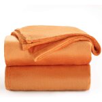 Couverture polaire � carreaux orange 150 x 200 cm - couverture douce et chaude pour le lit ou le canap� ...