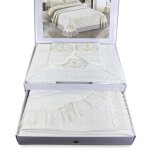 Couvre - lit en dentelle macram� brod�e cr�me et id�e de mari�e drap de lit