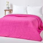 Couvre - lit matelass� bicolore & r�versible en coton - fuchsia & rose - 150 x 200 cm - homescapes