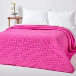 Homescapes - couvre - lit matelass� bicolore & r�versible en coton - fuchsia & rose - 230 x 250 cm