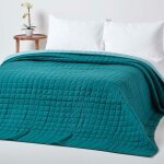 Couvre - lit matelass� bicolore & r�versible en coton - vert & turquoise - 150 x 200 cm - homescapes
