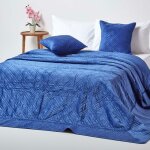 Homescapes - couvre - lit en velours matelass� bleu marine � motif losanges, 250 x 260 cm