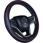 Couvre volant de voiture en cuir microfibre 15 pouces (noir rouge) - shining house