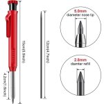 Vurahome - crayons de charpentier rouge, porte - mines avec taille - crayon int�gr� et 6 mines, crayons ...