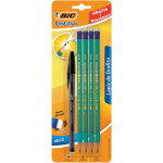 Crayon graphite bic evolution original 655 avec gomme, blister de 4