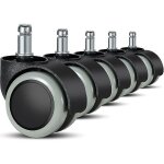 Crea - 5 pack office chair wheels 11 mm / 22 mm replacement hard floor for gaming chairs, swivel chairs, ...