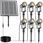 Projecteur led d'extrieur, lampe solaire de jardin 3 w, lumire blanche chaude 3 000 k, 1 440 lm, prise ...