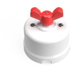 Creative cables - interrupteur / va et vient en porcelaine blanche avec crou papillon rouge