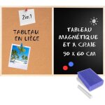 Creative home - tableau panneau liège + tableau craie et magnétique 90 x 60 cm Creative home - tableau panneau liège + tableau craie et magnétique 90 x 60 cm