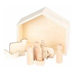 Crche de nol  dcorer en bois '6 sujets' naturel