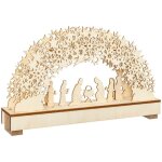 F��ric lights and christmas - d�coration de no�l lumineuse en bois avec cr�che de santons (9 santons) ...