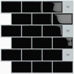Credence adhesive pour cuisine stickers carrelage metro carreaux adhesif mural salle de bain, noir (10 ...