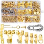 Crochet pour cadre photo, 250 pi�ces kit de suspension de tableaux, avec vis, clous, anneau en d et ?il ...