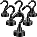 Crochets magn�tiques noirs, aimants robustes de plus de 10 kg avec crochet pour r�frig�rateur, crochet ...