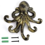 Crochet mural d�coratif octopus 5 tentacles en fonte - crochet de serviette rustique crochet cl� manteau ...