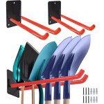 Crochets muraux robustes pour garage, lot de 2 crochets pour échelle, support pour pelle pour outils ... Crochets muraux robustes pour garage, lot de 2 crochets pour échelle, support pour pelle pour outils ...