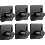 Crochet porte manteau mural sans percage - 6 crochet adh�sif mural en acier inoxydable noir - id�al pour ...