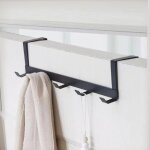 Crochets de porte noirs, 294, 56, 7 cm, rang�e de 5 pi�ces, sans per�age, pour v�tements, chapeaux, sacs ...