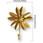 Crochet simple fleur dor�e, 4 pi�ces style vintage fleur pour d�coration murale de chambre, manteau, ...