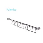 Crochet � torchon, crochet barre de cuisine en acier inox 53cm avec 10 crochets argent