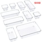 Csparkv - 10 pcs organisateur tiroir de bureau avec 3 tailles, plastique rangement maquillage tiroir ...