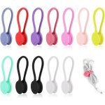 Lot de 12 serre - cbles magntiques en silicone de couleur alatoire, gestionnaire de cbles usb rutilisable ...