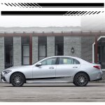 Lot de 4 autocollant de bande de capot de voiture, universels auto racing body side stripe decal jupe ...