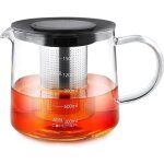 Th�i�re en verre avec filtre amovible en acier inoxydable, 1l / 33 oz, peut �tre utilis� pour plaque ...