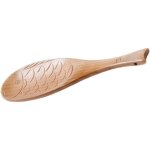 Cuill�re service bois forme poisson long manche, non toxique robuste pour riz / soupe