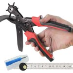 Cuir poin�on � ceinture professional, avec 3 plaques de perforation suppl�mentaires et 1 r�gle, 6 tailles ...