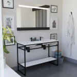Cuisibane - ensemble structura 120 cm avec plan double vasque et miroir led etal - résine - blanc Cuisibane - ensemble structura 120 cm avec plan double vasque et miroir led etal - résine - blanc