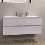 Meuble double vasque 120 cm rosaly - blanc - plan vasque en r�sine