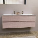 Meuble double vasque 140 cm rosaly - bois - vasque en rsine