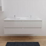 Arlequin - meuble double vasque 140 cm - vasque blanc - traverses blanc