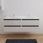 Meuble double vasque arlequin 140 cm - vasque blanc - traverses noir