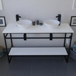 Meuble salle de bain 140 cm avec deux vasques  poser structura - blanc