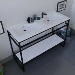 Meuble salle de bain structura 120 cm avec plan double vasque - résine - blanc Meuble salle de bain structura 120 cm avec plan double vasque - résine - blanc