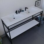 Meuble salle de bain structura 140 cm avec plan double vasque - plan stratifi blanc