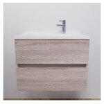 Meuble salle de bain suspendu 70 cm rosaly - bois - plan vasque en r�sine